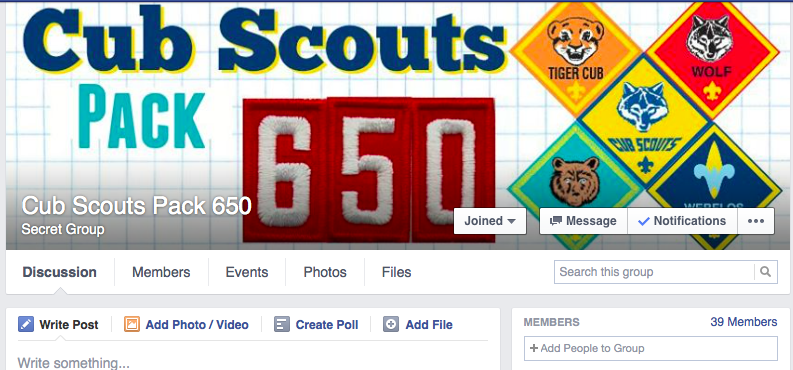 Pack 650 is on Facebook